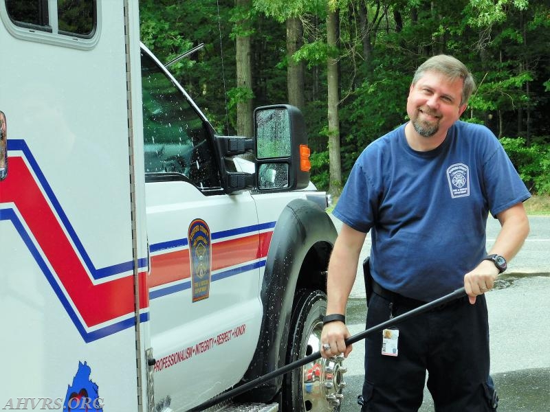 Jeff Walker- keeping the ambulance clean and shiny